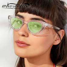 Gafas de sol de estilo ojo de gato para mujer, anteojos de sol femeninos con purpurina, diseño de marca Vintage, cristal ostentoso verde, estilo Cateye Saiki K, 698 2024 - compra barato