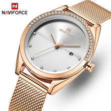 Naviforce relógio feminino de ouro, relógio de pulso impermeável e dourado para mulheres, de quartzo 2024 - compre barato