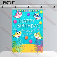 PHOTURT Doo Shark Photography Backdrops Baby Shower Birthday Party Background Under The Sea Coral Vinyl Photo Studio Props 2024 - buy cheap