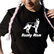 Camisetas de algodón con estampado de Husky Mom para mujer, blusas con estampado de doglover, blusas informales de verano para mujer, ropa de talla grande 2024 - compra barato