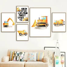 Vehicles Excavators Bulldozers Trucks Boy Baby Wall Art Canvas Painting Nordic Posters And Prints Wall Pictures Kids Room Decor 2024 - buy cheap