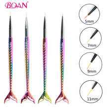 BQAN 1pc 5mm/7mm/9mm/11mm Nail Art Liner Brush Mermaid Shape Manicure Painting Drawing Liner Stripe Line Tool 2024 - buy cheap