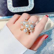 anillos mujer Snowflake Shape Faux Pearl Rhinestone Inlaid Women Open Ring Finger Jewelry Rings Women's bagues pour femme new 20 2024 - buy cheap