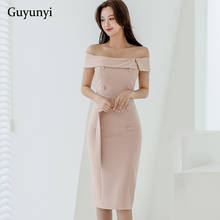 Pink Elegant Office Lady Dress 2022 Decorative Double-Breasted Delivery Belt Slash Neck Off The Shoulder Sexy Tight Party Dress 2024 - buy cheap