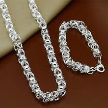 Classic New Trendy Jewelry Sets 925 Sterling Silver Chain Link Necklace Bracelet Set For Women Men Gift 2024 - buy cheap