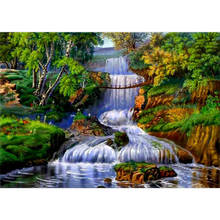 DIY 5D Diamond Painting Waterfall 5d Full Round Mosaic Diamond Embroidery Sale Rhinestones Cross Stitch Wall Art Natural Scenery 2024 - buy cheap