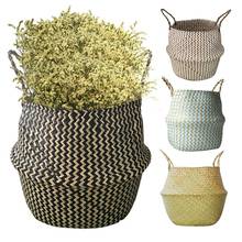 Seagrass Wickerwork Basket Rattan Hanging Flower Pot Dirty Laundry Hamper Storage Basket Dropshipping 2024 - buy cheap