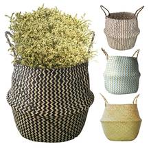 Cesto de vime para armazenamento, decoração e lavanderia, decoração, plantas e flores, roupas sujas, dropshipping 2024 - compre barato