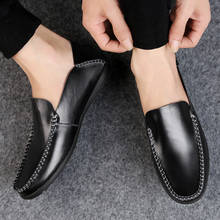 Sapatênis de couro macio feito à mão, mocassim masculino casual, couro macio, sapatos baixos para homens 2024 - compre barato