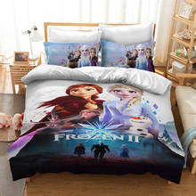 Novo 3d congelado 2 elsa anna colcha capa de edredão para meninas decoração do quarto twin tamanho conjuntos cama rainha rei colcha cama dupla roupa 2024 - compre barato