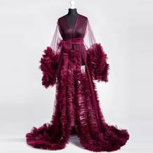 Женский тюлевый халат, длинное прозрачное Многоярусное платье макси для беременных 2024 - купить недорого