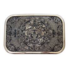 Hebilla de cinturón de PU para hombre, hebilla de cinturón de estilo Vintage indio, Hip Hop, con calendario azteca del Oeste, de marca de moda 2024 - compra barato
