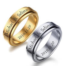 Modyle-Anillo giratorio de acero inoxidable para hombre y mujer, accesorio personalizado con nombre y fecha, 6mm, para boda 2024 - compra barato