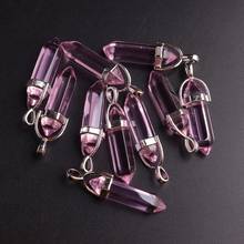 50pcs Hot Sale Glass Pendants Hexagonal Column Bullet Radiesthesia Pendulum Charms Beads Pendant Necklace For Jewelry Making 2024 - buy cheap