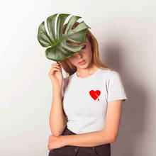 Женская футболка с коротким рукавом и принтом в виде сердца 2024 - купить недорого