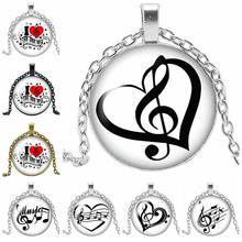 HOT! 2019 New Creative Love Music Notes Phonetic Glass Convex Round Pendant Fashion Charm Girl Jewelry Necklace Accessories 2024 - buy cheap