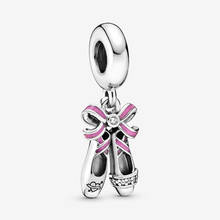 Colgante de plata de ley 925 para mujer, colgante de zapatos de bailarina rosa, compatible con pulsera Pandora Original, joyería artesanal, envío gratis 2024 - compra barato