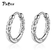 Pendiente de aro de plata esterlina 925 auténtica para mujer y niña, arete con patrón de alta calidad, accesorios de joyería a la moda, novedad 2024 - compra barato