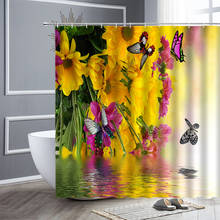 Spring Shower Curtain Rose Flower Tulip Butterfly Garden Natural Scenery 3D Fabric Bathroom Curtains Home Wall Decor Bath Screen 2024 - buy cheap
