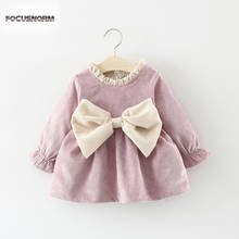 Vestido de princesa infantil feminino, vestido em cores sólidas com babados e manga longa, romper para outono e inverno 2024 - compre barato