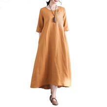 Женское винтажное платье из хлопка и льна, Длинное свободное платье с вышивкой, большие размеры, лето 2021 2024 - купить недорого