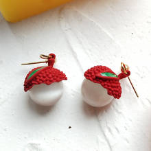Fashion Lovely Moonstone Simulation Litchi Drop Earrings Funny Handmade Creative Fruit Dangle Earrings for Women Brincos Mujer 2024 - buy cheap