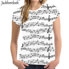 Jackherelook Casual Womem T Shirt Music Sheets Note Print Summer Short Sleeve Tops Clothes Female O-neck Clothing Camiseta Mujer 2024 - buy cheap