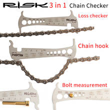 RISK 304 Steel Bike Chain Checker Wear Indicator 3 in 1 Screws Measurement Chain Hook MTB Road Bicycle Repair Chain Tools Ruler 2024 - buy cheap