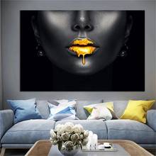 Impressões de tela em ouro labial, tamanho grande, preto, áfrica, arte, figura, pintura, imagens, decoração moderna, casa, tela, impressão de parede e cartazes 2024 - compre barato