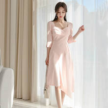 Vetement Femme 2020 Summer Pink Dress Women Korean OL Work Office Dress Women Sheer Chiffon Dress Plus Size Vestidos De Fiesta 2024 - buy cheap