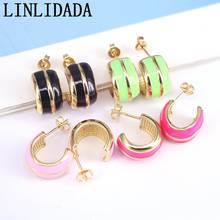 5Pairs  New Design Gold Color Enamel Brincos Fashion Wedding Jewelry Stud-Earrings for Girls Women Gift 2024 - buy cheap