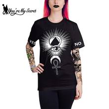 [Youre My Secret] Готическая футболка для женщин с принтом колдовства, Повседневная Уличная одежда размера плюс, черная футболка 2024 - купить недорого