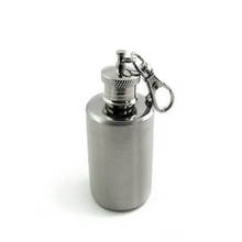 Mini frasco de acero inoxidable portátil, 8,3 cm, 2 oz, botella de vino, pequeño barril redondo, embudo de bolsillo con llavero 2024 - compra barato