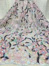Французская африканская кружевная ткань 2021, высококачественное кружево, тюль с блестками, тюль, Нигерия, сетчатая кружевная ткань, свадебное платье FJ3909 2024 - купить недорого