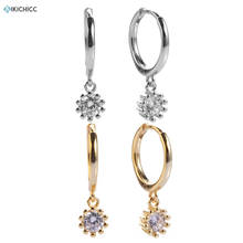 Kikichicc 100% 925 Solid Silver 8.8MM Big Zircon Flower Dangle Drop Earrings Silver 925 Earrings Plata 925 Jewellery 2024 - buy cheap