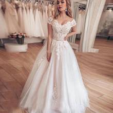 2020 New Boho  Lace  Wedding Dress  A Line  Off The Shoulder Sexy Bridal Gown  Sweet   Wedding Bride Gowns Vestidos de novia 2024 - buy cheap