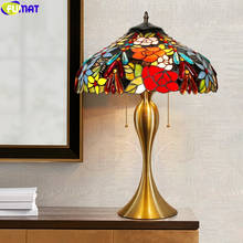 FUMAT Tiffany Vineyard Table Lamp Grape Flower Stained Glass Desk Light Decorative Classical Style Handicraft Colorful Lighting 2024 - buy cheap