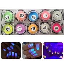 Decorações para arte de unhas com glitter holográfico, pó fluorescente de glitter brilhante para unhas, 1 peça 2024 - compre barato