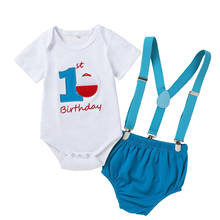 Conjunto macacão infantil com suspensórios, roupas para bebês recém-nascidos estampadas para meninos e meninas 2024 - compre barato