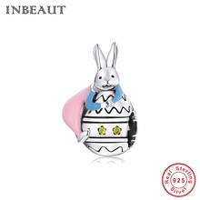 INBEAUT 100% 925 sterling silver original charm easter bunny beads woman DIY color jewelry fit bracelet pendant kid gift make 2024 - buy cheap