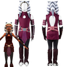 Disfraz de Ahsoka Tano de clon Wars para niños, Top, pantalones, sombrero, trajes de Carnaval y Halloween 2024 - compra barato