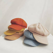 Sombrero octogonal para niños de 2-8 años, gorro de lana informal, boina de invierno, pintor, Color sólido 2024 - compra barato