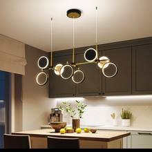 Creative Dining Room Island LED Chandelier Bar Coffee Nordic Simple Rotatable Long Hanging Lamp Restaurant Black Gold Fixtures 2024 - buy cheap