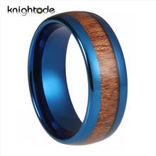 6mm 8mm azul anéis de carboneto de tungstênio embutimento de madeira real para mulheres masculinas casal noivado casamento banda cúpula polido conforto caber 2024 - compre barato