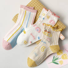 Милые носки для девочек, женские розовые, желтые носки с бантом, хлопковые дышащие удобные короткие носки на весну и осень, носки 2024 - купить недорого