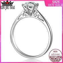100%S925 Sterling silver diamond ring white gold six-claw single female ring Elegant noble simple princess accessories band 2024 - buy cheap