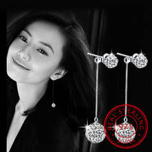 New Arrival!! 925 Sterling Silver Earrings Full Crystal Ball Long Tassel Stud Earrings brincos For Women S-E01 2024 - buy cheap