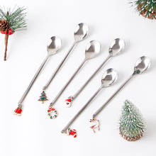 1 Pieces Stainless Steel Christmas Spoons Coffee Tea Dessert Ice Cream Spoon Honey Mixing Spoons Kitchen Christmas Tableware 2024 - buy cheap