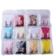 Cuentas de perlas de colores variados para decoración de uñas, abalorios 3D de sirena AB Ball Pearl, 1 bolsa de 2-6mm de perlas y diamantes de imitación, 1000 Uds. 2024 - compra barato