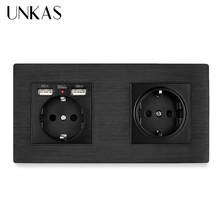 UNKAS 16A EU Standard Multi Way Power Socket Plug Grounded Electrical Socket with usb outlet Aluminum Metal Panel Socket 2024 - buy cheap